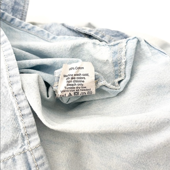 Madewell Two Toned Chambray Denim Colorblock Button Down Blouse Size XS - Picture 10 of 10